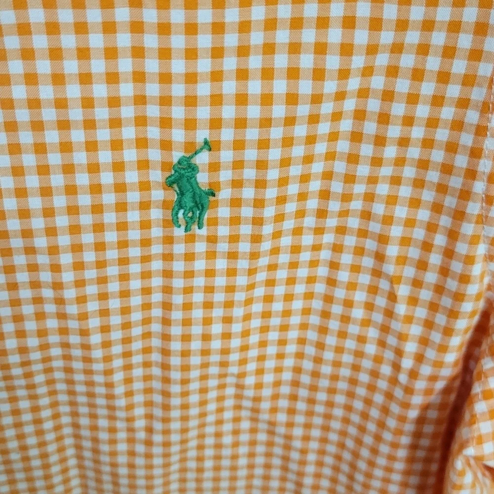 Ralph Lauren L (14-16) Orange Checked Button Up Long Sleeve